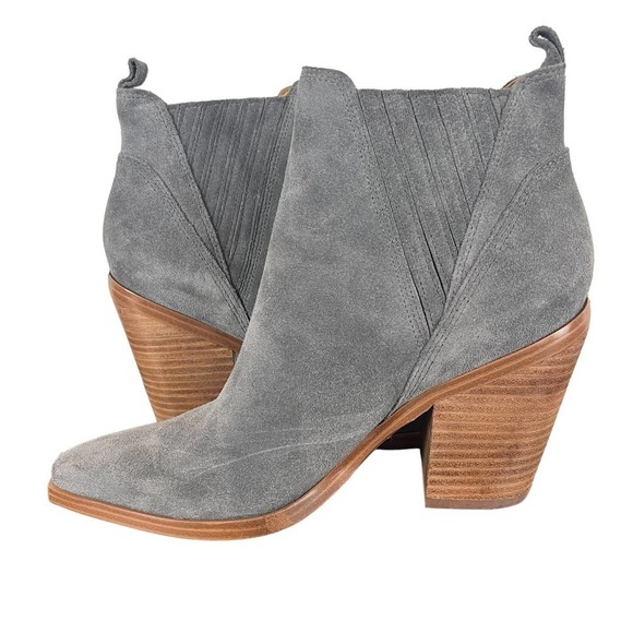 MARC FISHER LTD GADRI LEATHER HEELED BOOTIE IN GRAY NWOT WOMEN'S SIZE 8.5 - Picture 6 of 13